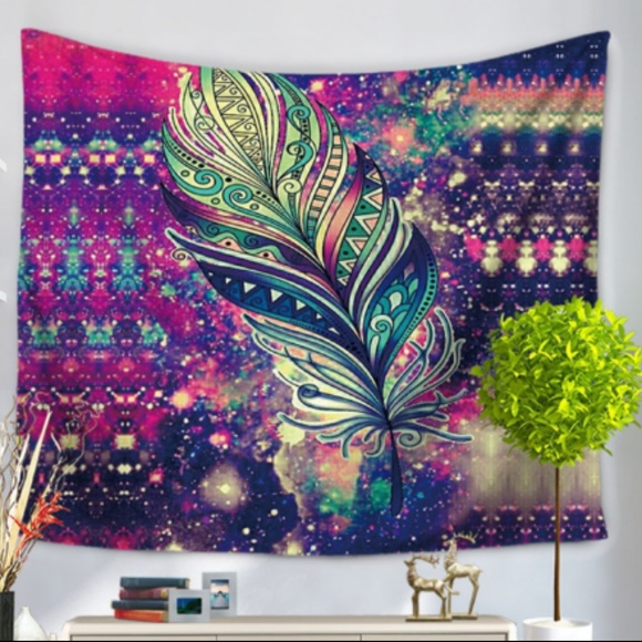 Other - FEATHER PRINT/ GALAXY WALL TAPESTRY